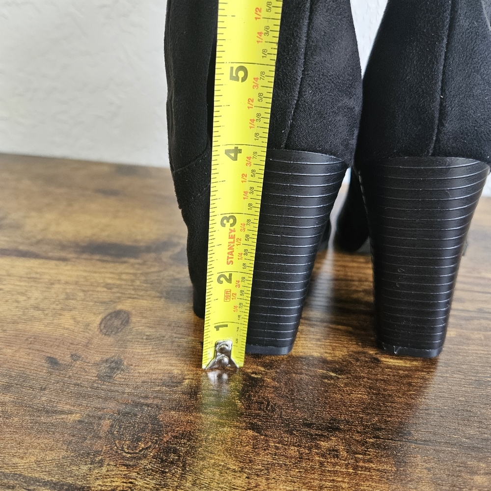 Journee Collection Womens Black Faux Suede Knee-High Boots Sz 7.5 XW Goth Witchy - Picture 10 of 12